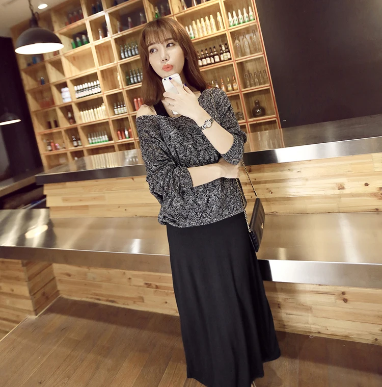 Женское платье из двух предметов и трикотажный топ с рукавами летучая мышь +