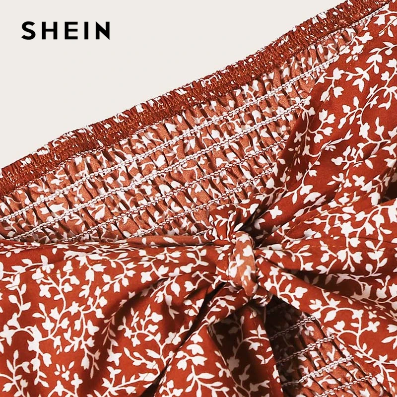 SHEIN Модный летний женский комплект из двух предметов: топ с открытыми плечами и юбка с рюшами
