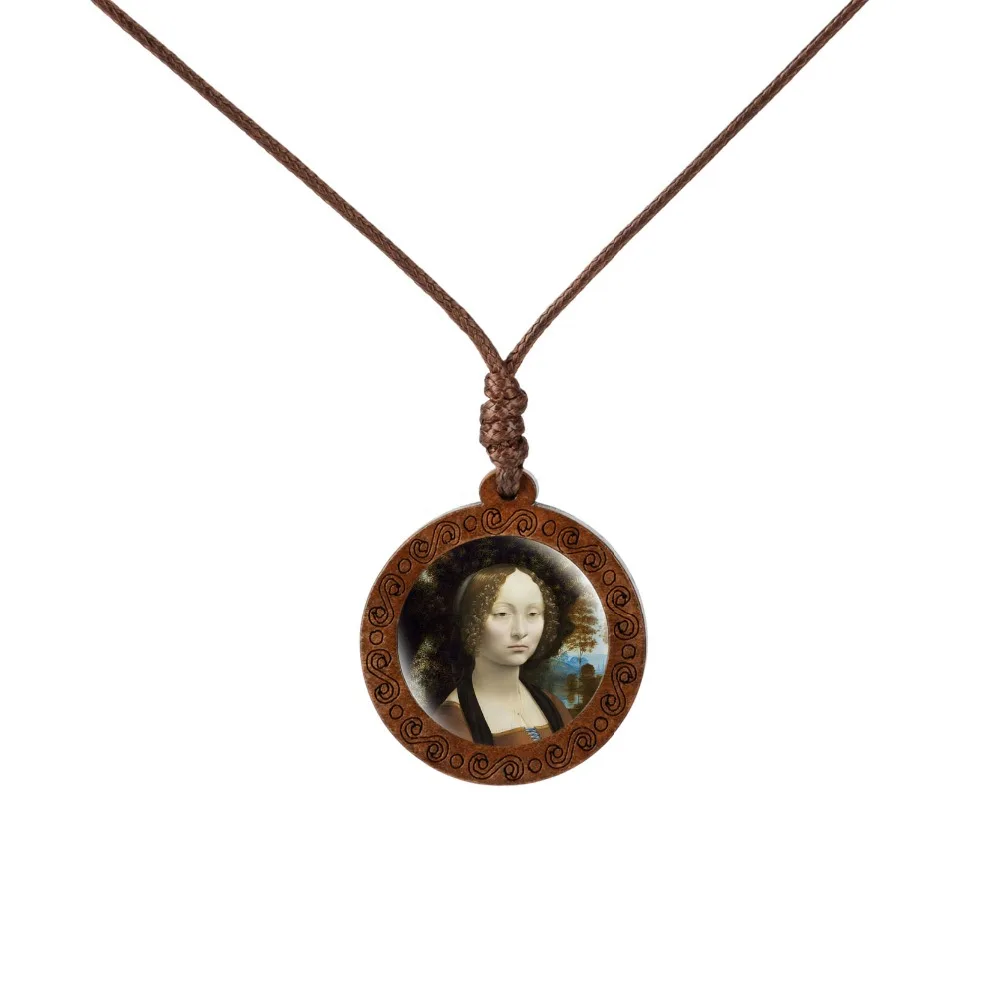 Leonardo Da Vinci деревянная подвеска ожерелье ювелирные изделия Мона Лиза Тайная