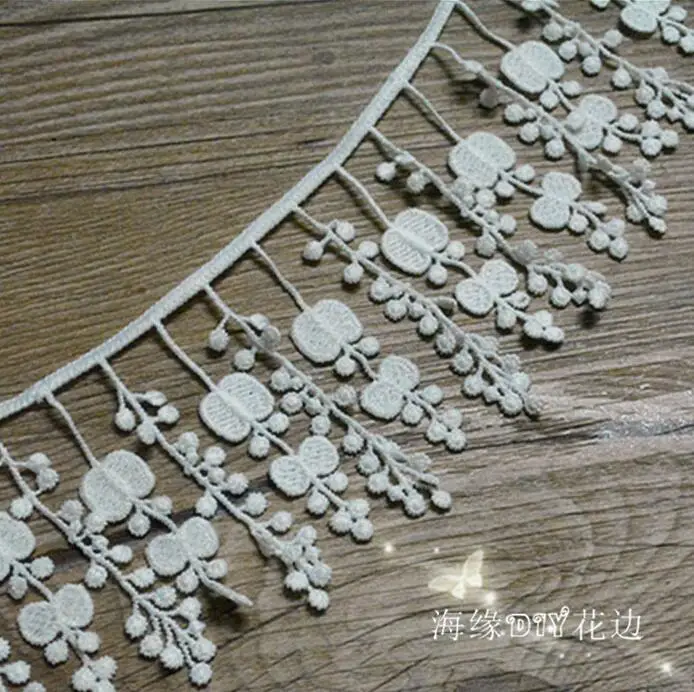 2 Yards Ivory Fringe DIY High Quality Pretty Lace Fabric For Wedding Water Soluble Embroidery Trim Width 7cm | Дом и сад