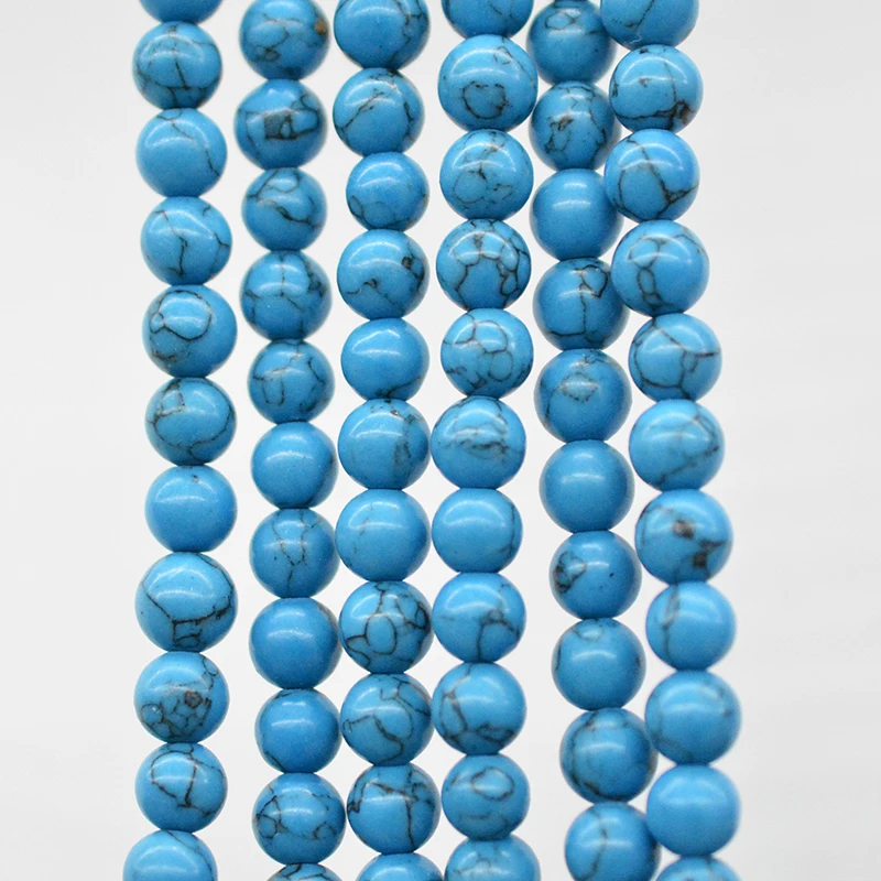FLTMERH оптовая продажа Голубой Бирюзовый Круглый beads15 5 &quotвыбор размера 4 6 8 10 12 мм