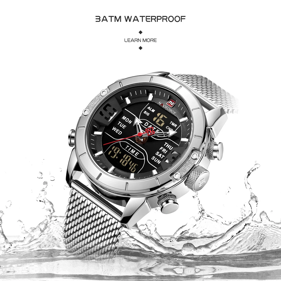 Часы наручные NAVIFORCE Мужские кварцевые модные спортивные водонепроницаемые