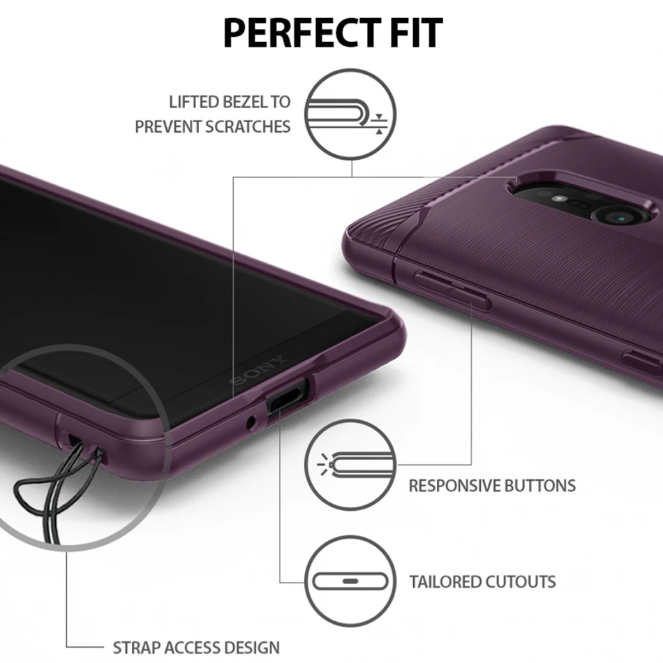 Original Ringke Onyx Flexible Sleek TPU Brushed Steel Finish Shock Absorption Case for Sony Xperia XZ2/2 Compact |