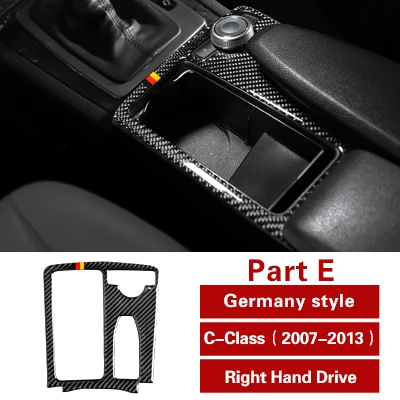 Part E Right Germany Автомобиль интерьера литье углеродного волокна центрального Управление Панель наклейки для mercedes w204 C class 07-13 аксессуары для ванной - Название цвета: Part E Right Germany