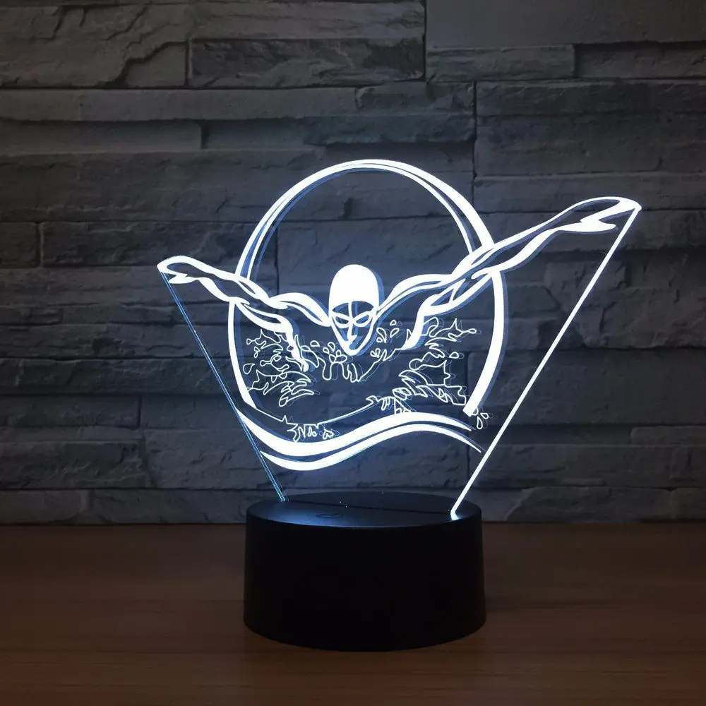 Новинка 3D плавательный ночной Светильник USB красочные визуальные светодиодный