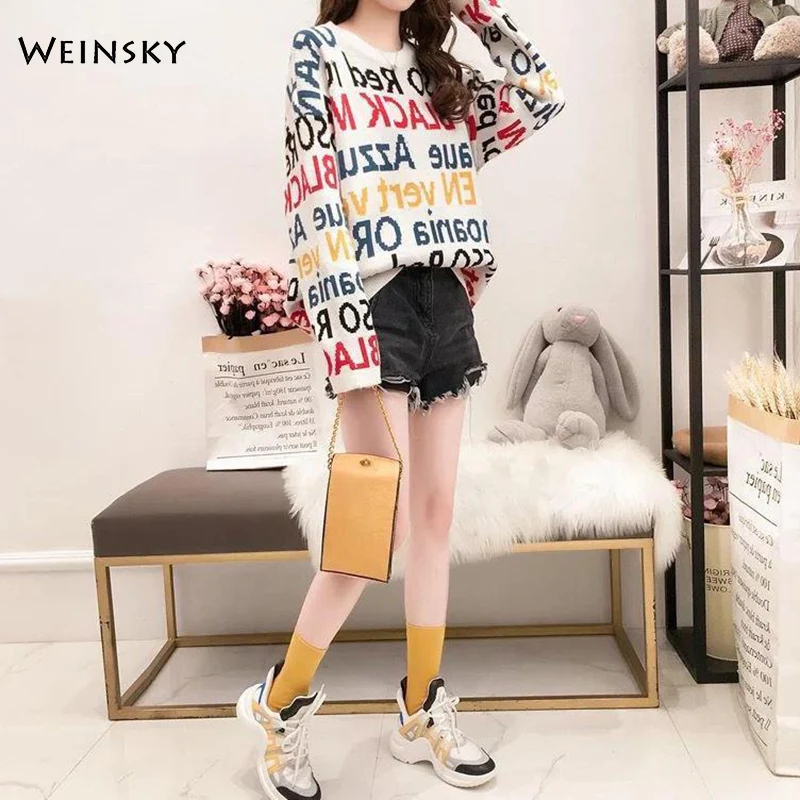 Женский вязаный шерстяной свитер и пуловеры модный джемпер в Корейском стиле