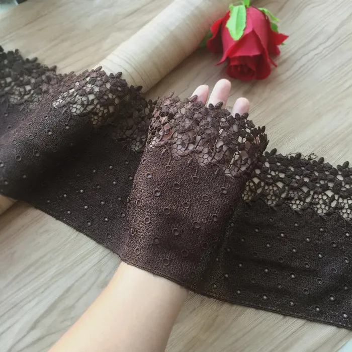 1M/lot 18cm wide dark brown/green embroidery hollow water soluble lace skirt accessories decorative materials Z1553 | Дом и сад