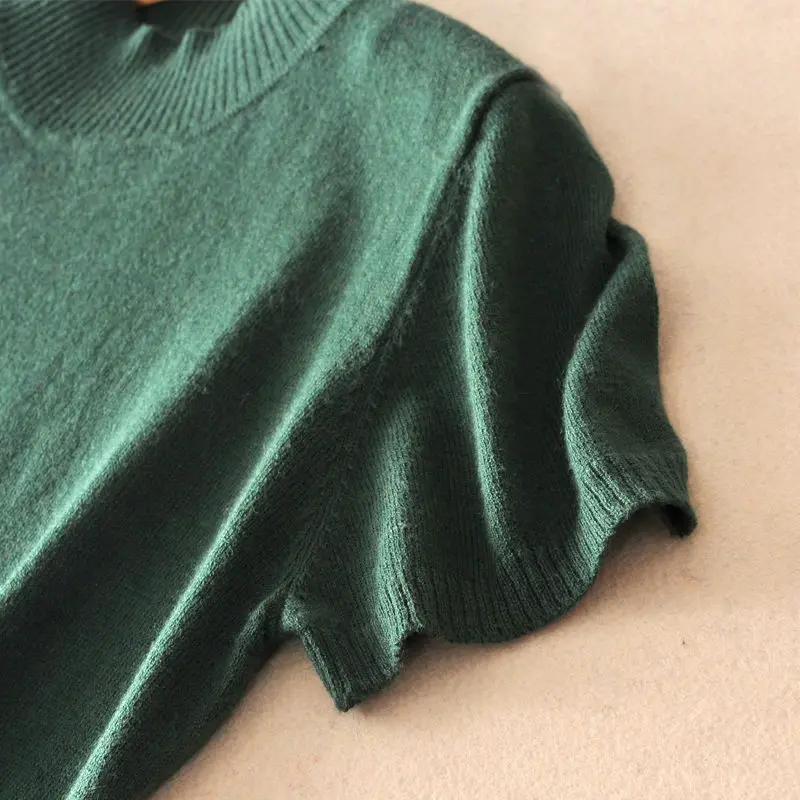 Женские трикотажные пуловеры из смеси кашемира с круглым вырезом и коротким