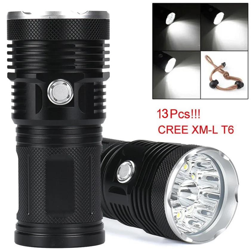 Супер 32000LM 13x CREE XM-L T6 светодиодный фонарик факел 4x18650 охота свет лампы 170126