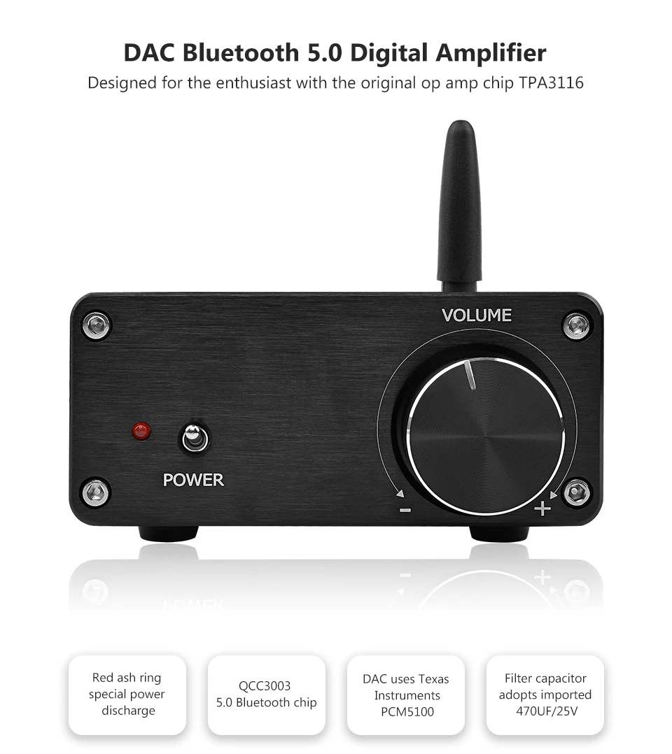 AIYIMA мини TPA3116 Amplificador усилитель звука bluetooth класса D HIFI Цифровые усилители мощности Профессиональный ЦАП стерео усилитель