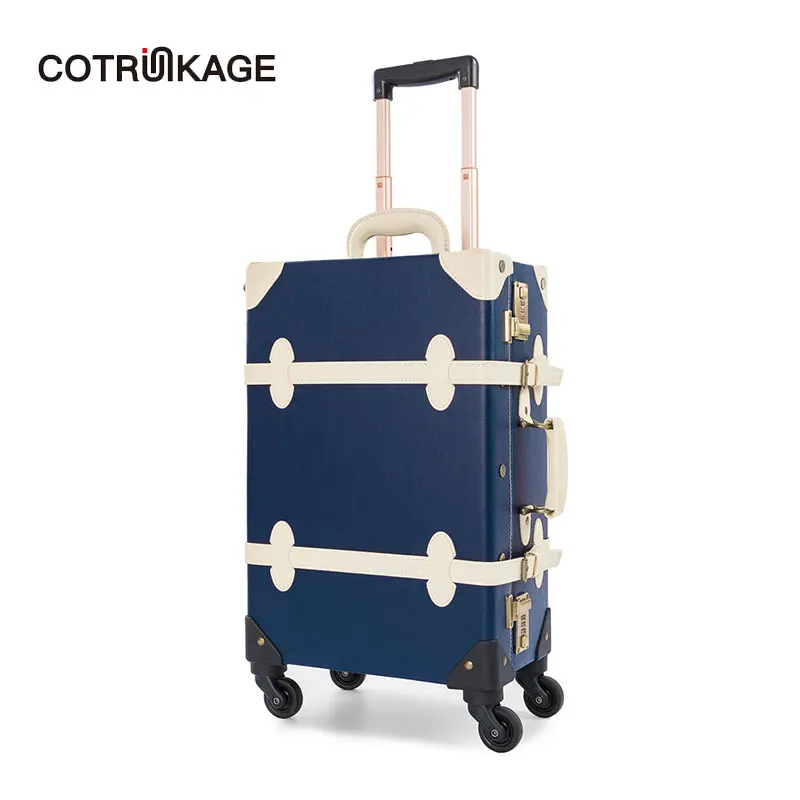 COTRUNKAGE 20 &quot 26&quot Ретро PU кожаный винтажный чемодан Дамский мужской на колёсиках