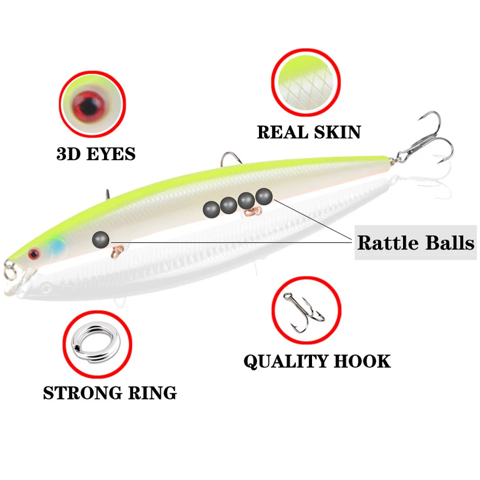 Best selling 1pcs 18cm 24g big long fish Minnow sea fishing lure bait 3D eyes Strong hooks lures for | Спорт и развлечения
