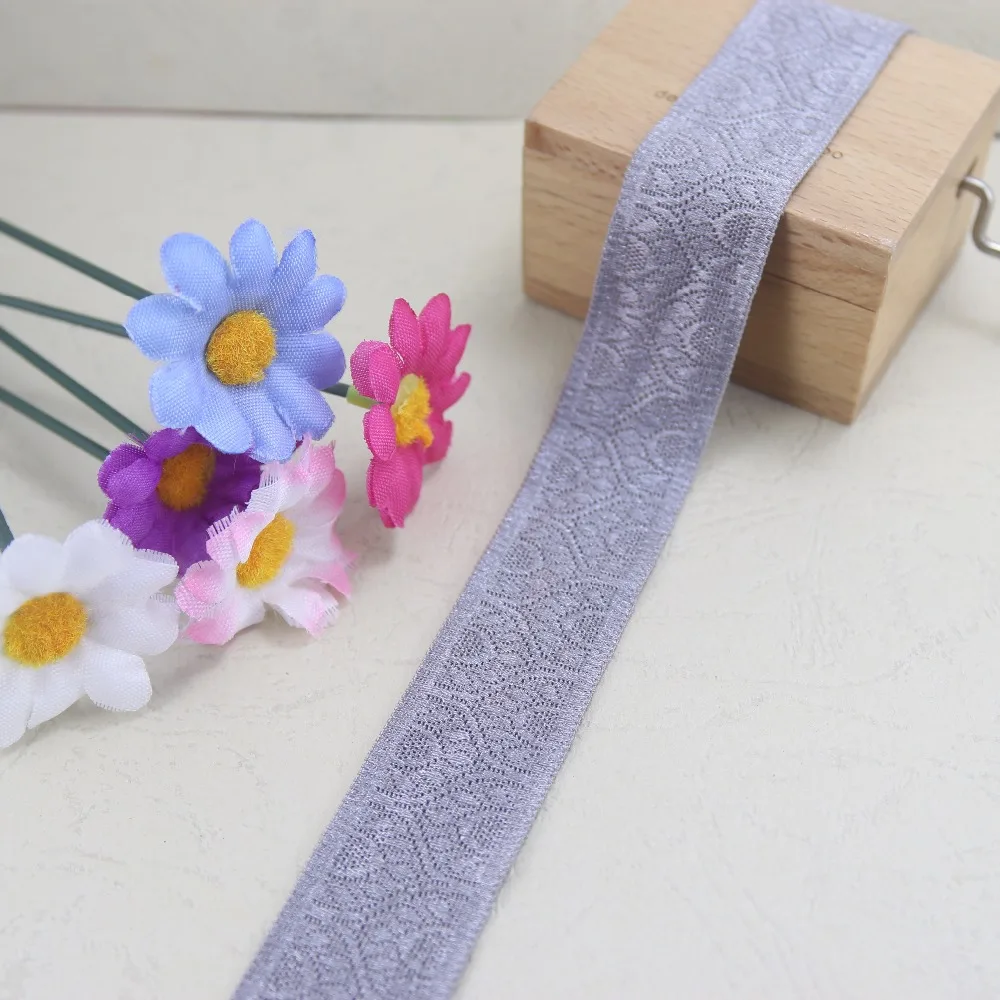 

5 Yards/lot 25mm(1 Inch)width Gray High Elastic Stretch Lace Trim DIY Headband Sewing/garment Elastic Lace