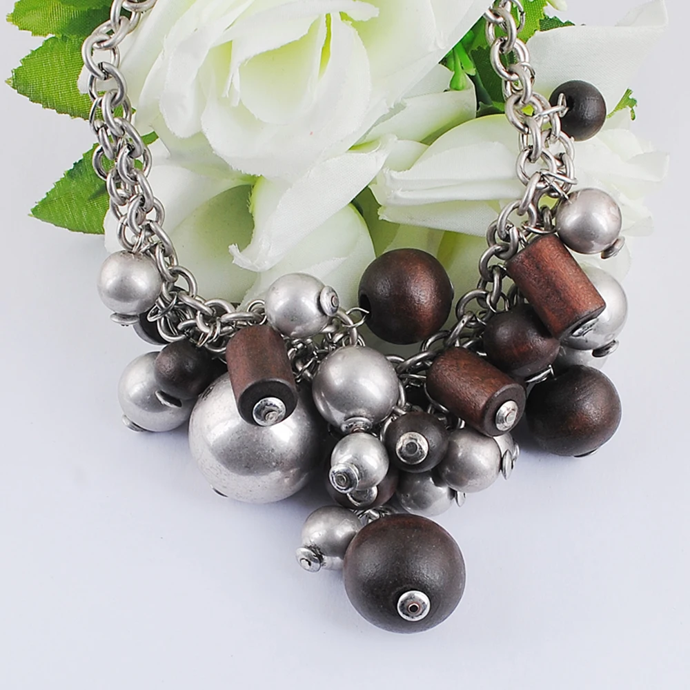 Очарование европейской и американской моды аксессуары преувеличенные ювелирные изделия Ретро стиль Дерево CCB виноград бисера ожерелье женские украшения