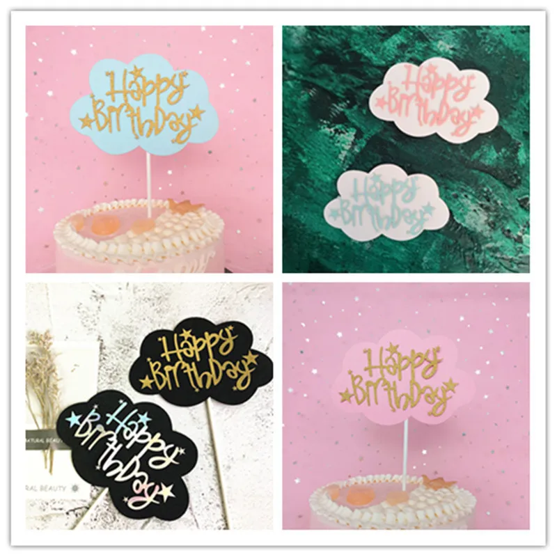 

Cute Cloud Happy Birthday Cake Topper Party Decor Love You Paper Glitter Cupcake Cake Topper Baby Shower Party Baking Decor Kids