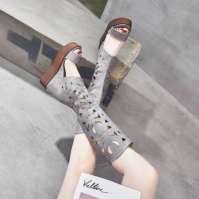 OLOMM net boots hollow belt with 2019 summer new thick-soled cool fish mouth fashion wild women sandals TT-247 | Обувь