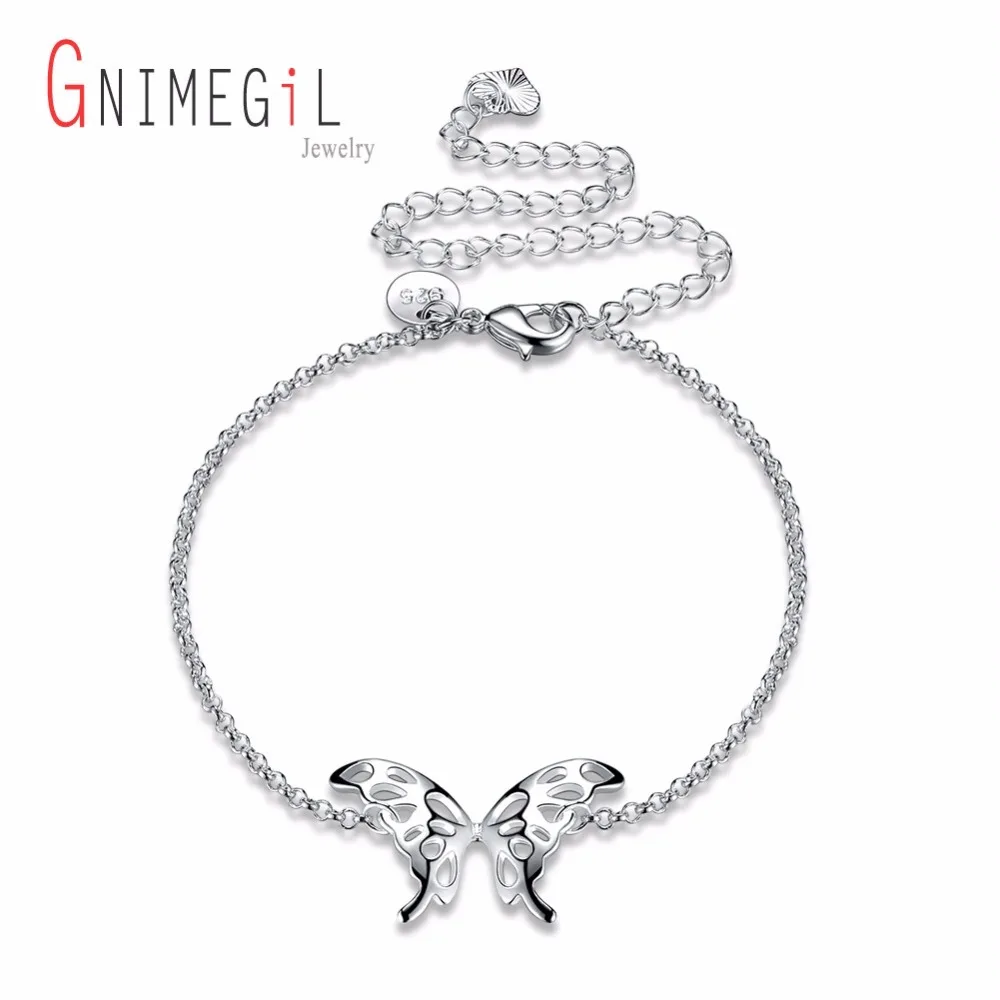 GNIMEGIL оптовая продажа нежный браслет бабочка ножной серебристый на ногу девушка