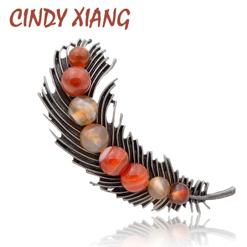 Женские броши в виде перьев CINDY XIANG винтажные кристаллов и камней зимнем стиле