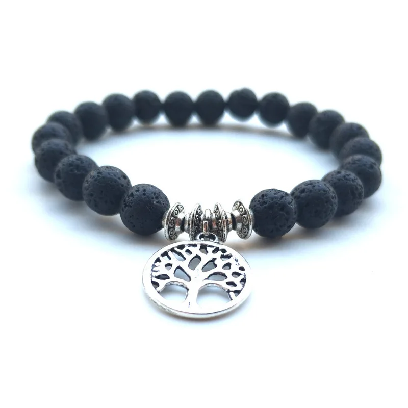 Браслет OM Tree of Life 8 мм из черной лавы сделай сам арома эфирное масло диффузор