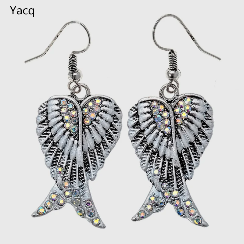 Женские Висячие серьги Angel wings байкерские Блестящие модные ювелирные изделия