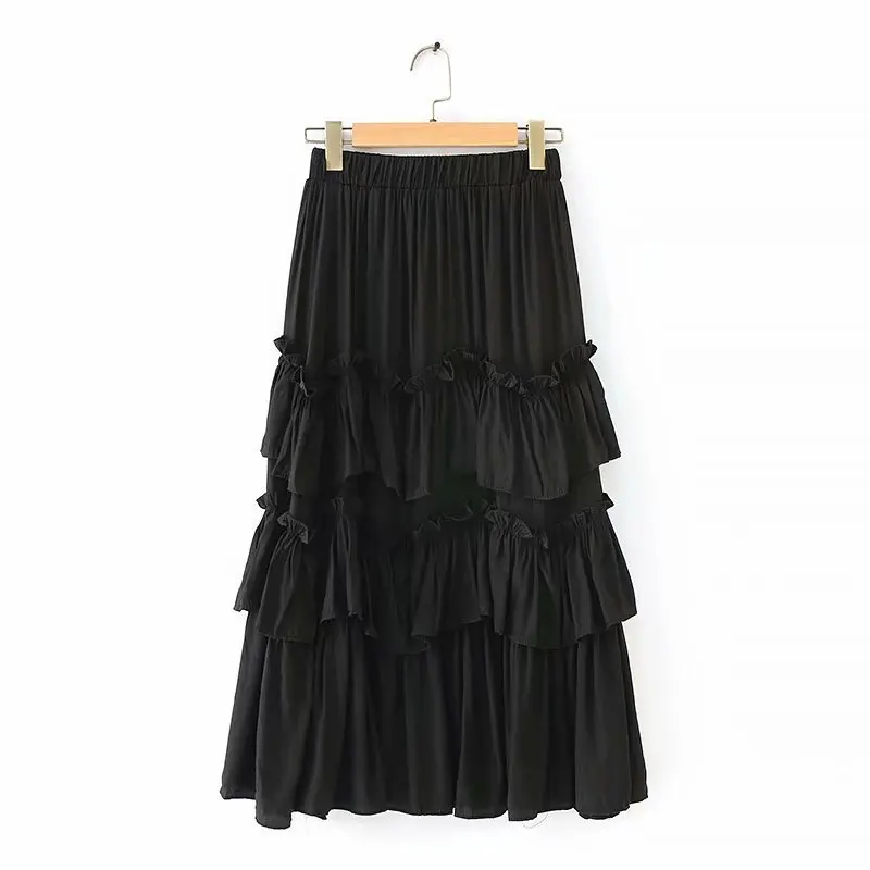 New arrival TB50-19121 European and American Fashion Folded Laminated Half Skirt | Женская одежда