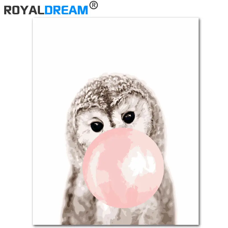 ROYALDREAM выдувание пузырьков Сова DIY живопись по номерам холст картина для дома