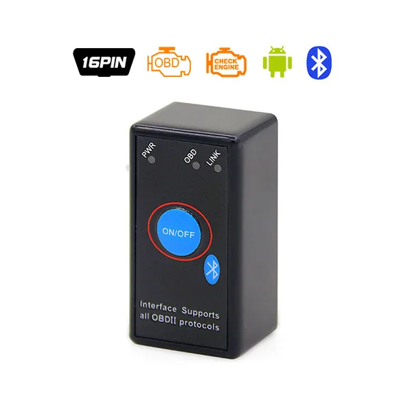 ELM327 with switch Высокое качество PIC1825K80 чип супер мини ELM327 Bluetooth прошивки V1.5 OBD2 инструмент диагностики ELM 327 V1.5 Bluetooth с выключателем - Цвет: ELM327 with switch