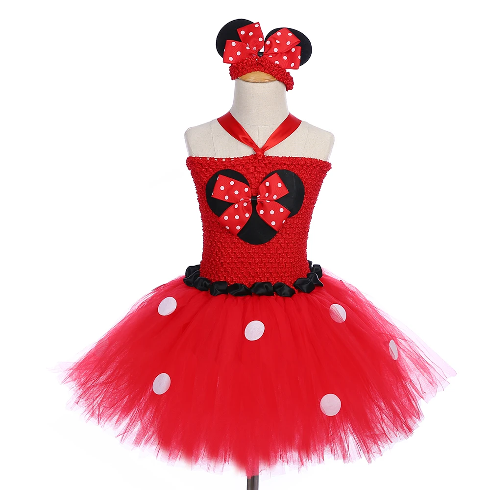 Fancy 1 Year Baby First Birthday Party Tutu Dress Red Black Kids Girls Halloween Minnie Up Costume Clothing with Headband | Детская
