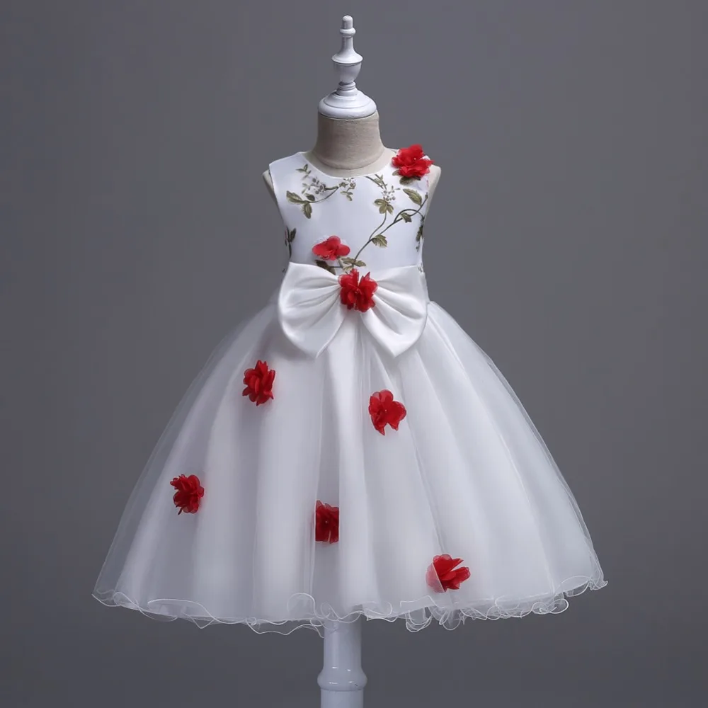Princess Flower Girls Dresses Big Bow Sweet Appliques Kids Ball Gown Wedding Birthday Children Vestidos | Детская одежда и обувь