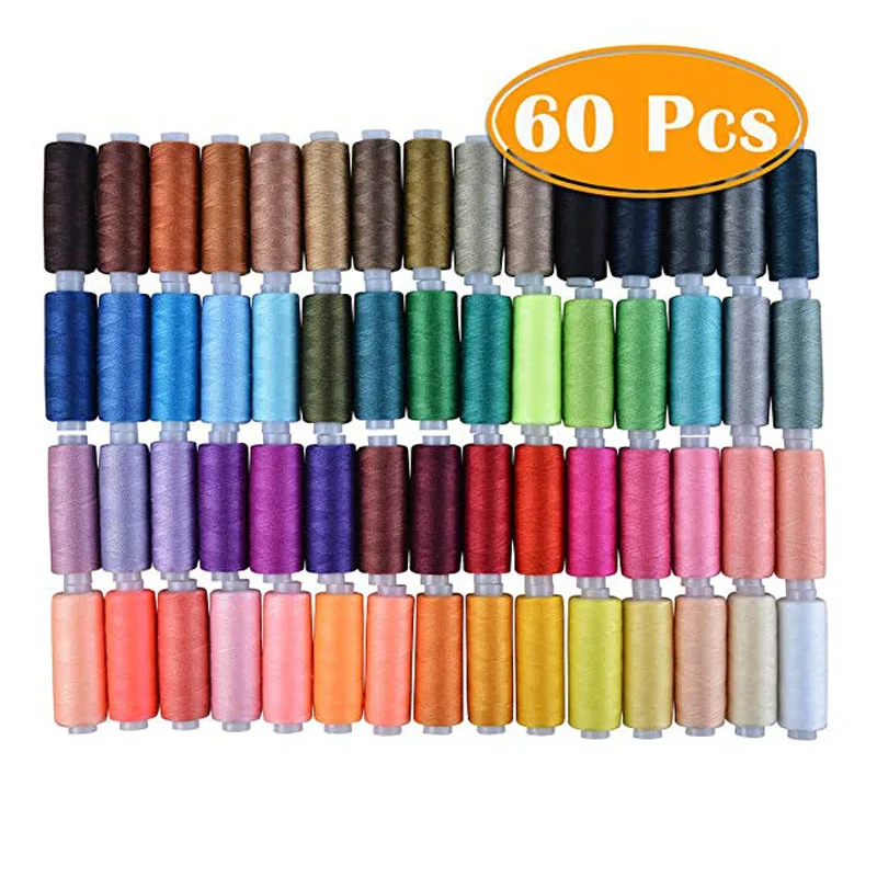 

60 Assorted Color Polyester Sewing Thread Spools 250 Yards Each Sewing Kit All Purpose Polyester Thread for Hand