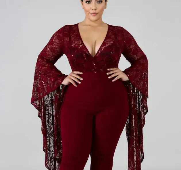 

Cultiseed 2020 Female Sexy Deep V-Neck Hollow Out Lace Patchwork Jumpsuits Clothes Ladies Fashion Party Jumpsuits Rompers