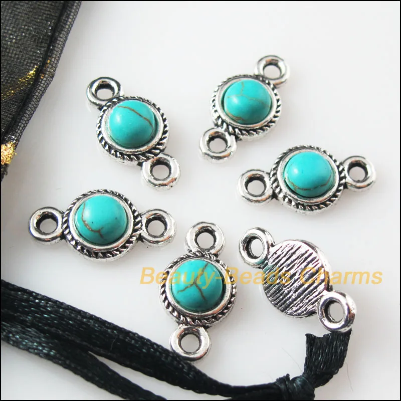 Новый 25 шт. ретро тибетский серебристый Круглый Подвески Разъемы 8.5x16mm | Украшения