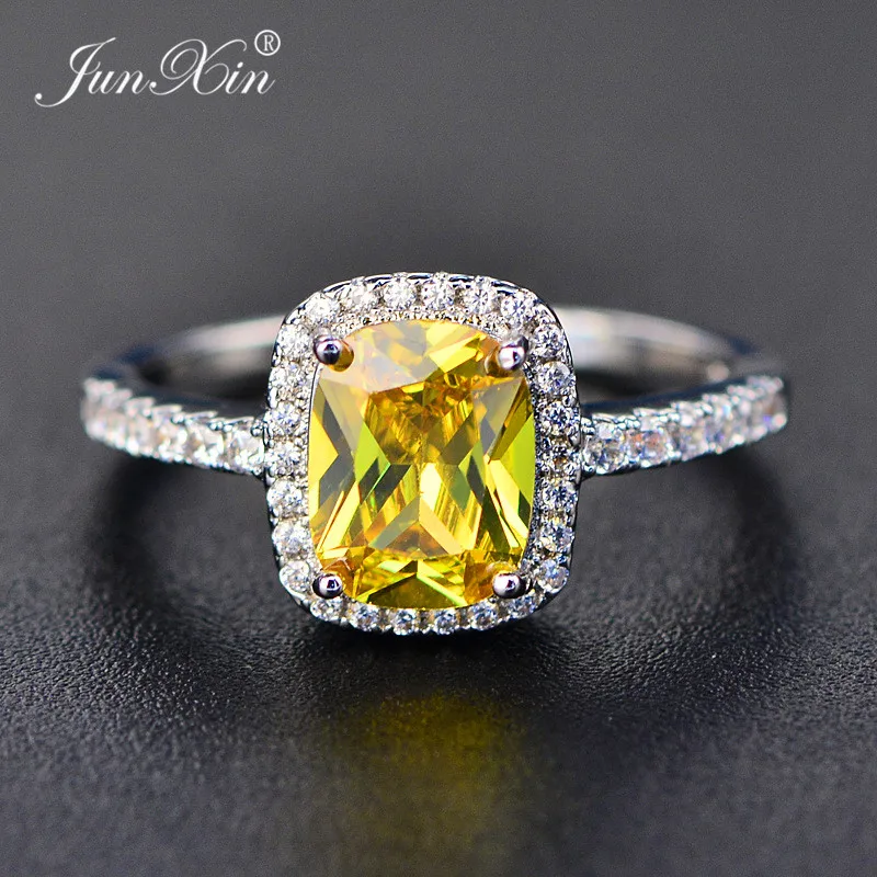 Простой мужской женский синий/зеленый/фиолетовый циркон JUNXIN модное кольцо с