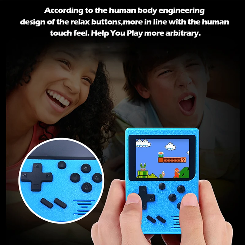 Портативная мини-консоль для видеоигр в ретро стиле 8 бит с цветным ЖК-экраном