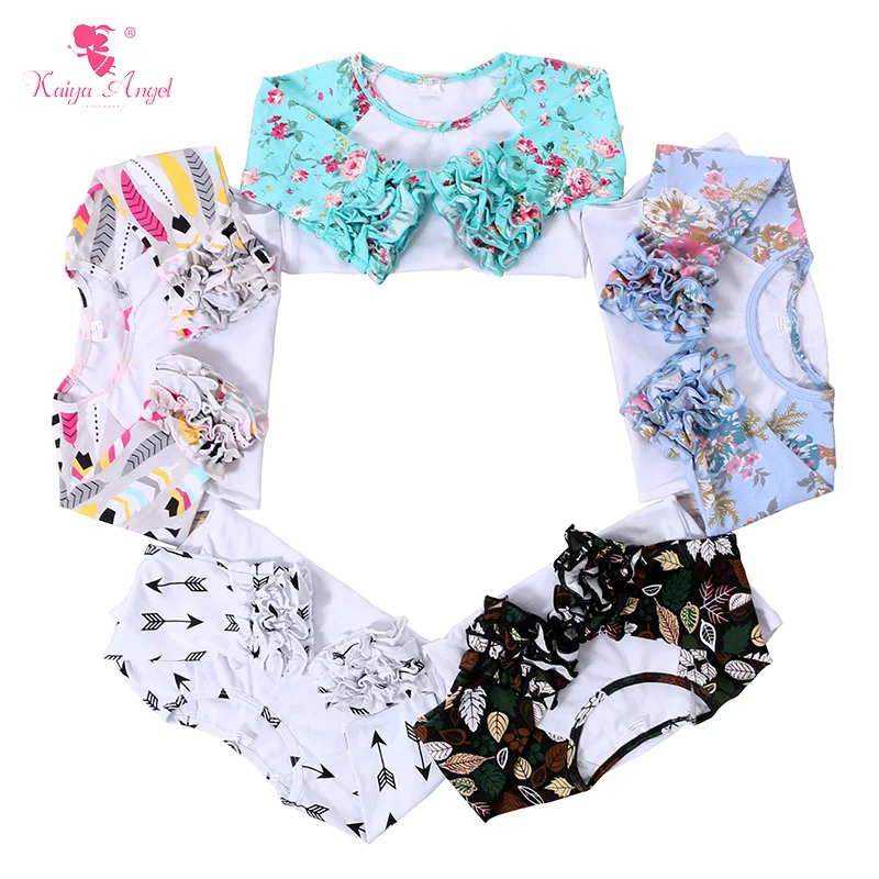 2017 одежда для маленьких девочек топ с оборками футболка реглан осенняя хлопковая