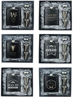 6 set personalized engraved 6oz black stainless steel hip flask with box wedding favors best man gift groom gift groomsman gift