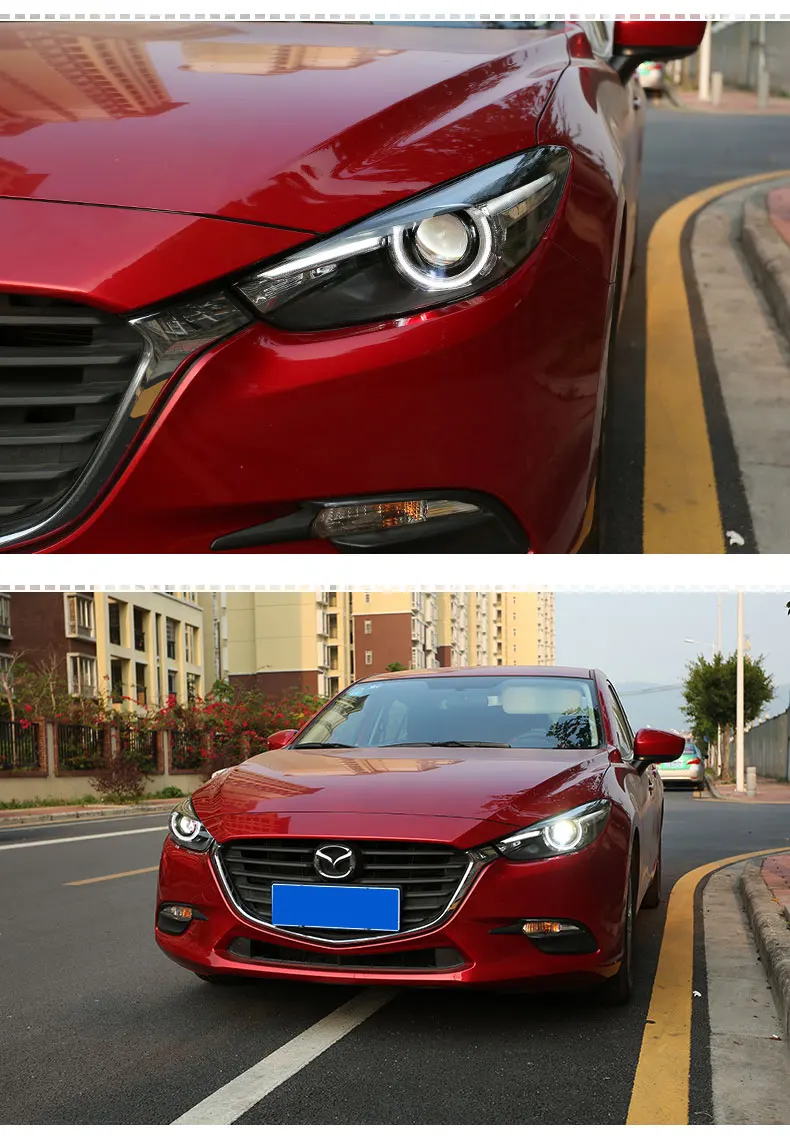 Чехол на головную лампу для Mazda 3 M3 Axela Mazda3, фары, светодиодный фонарь, DRL Объектив, двойной луч, би-ксенон, автомобильные аксессуары