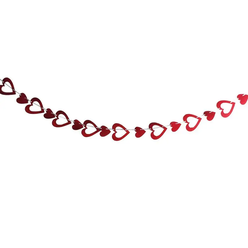 3 Meters Heart Garland Ribbon Banner Hanging Ornament Decoration for Valentines Day Anniversary Weddings Parties Backdrop