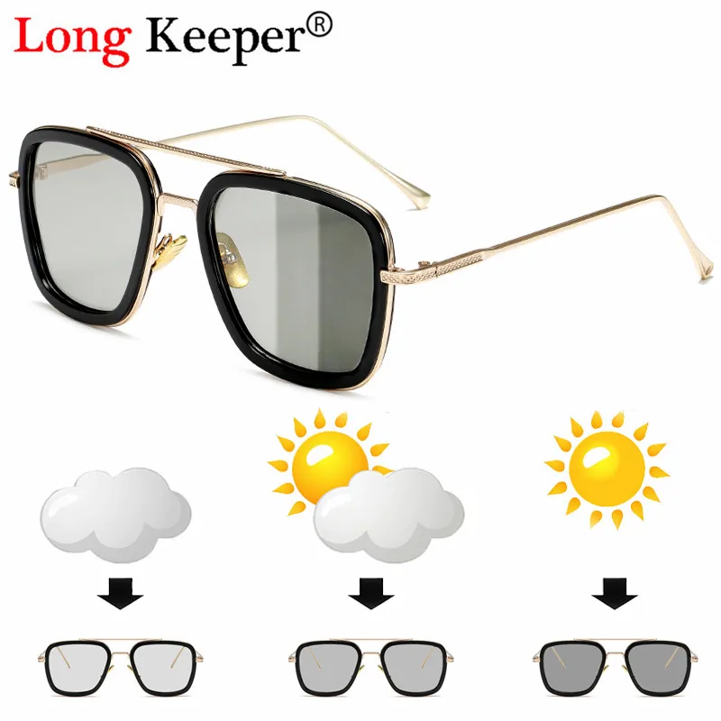 

Longkeeper 2019 Polarized Photochromic Men Iron Man Sunglasses Discoloration Women Driving Glasses UV400 Goggles Gafas de sol