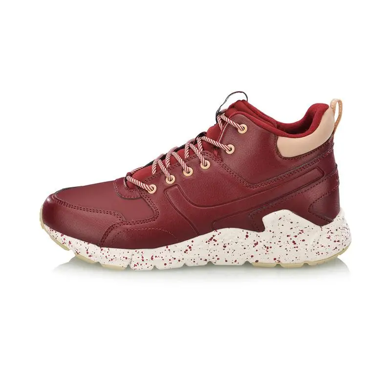 Красный Li-Ning/Женская Классическая обувь для отдыха из вулкана; теплые флисовые Нескользящие кроссовки с подкладкой; спортивная прогулочная обувь; AGCN188 SOND18 - Цвет: Красный