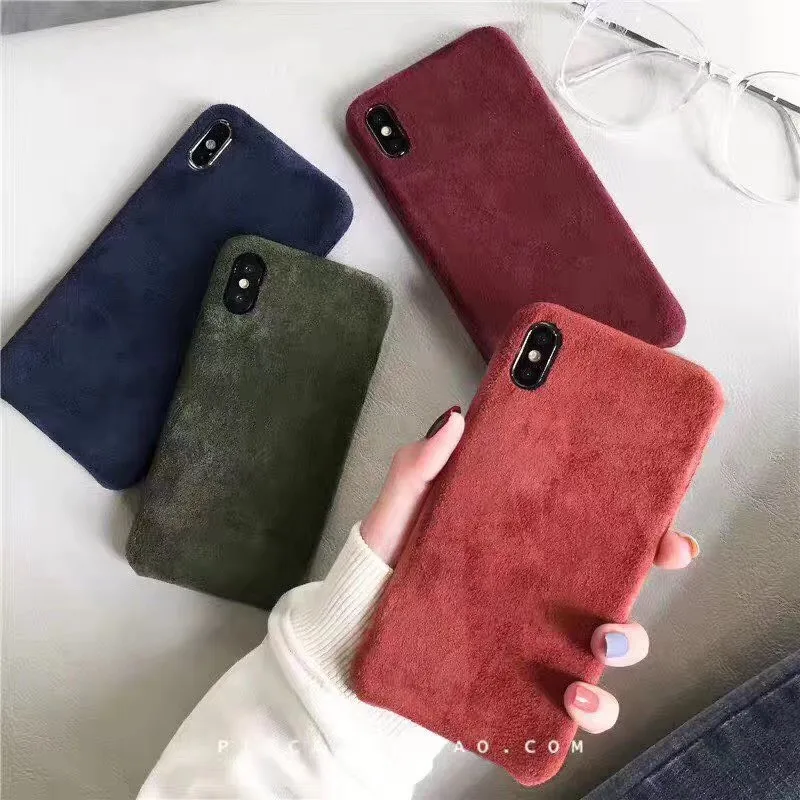 Модный вельветовый тканевый чехол для телефона s iphone X XS XR XSMax 6 6s 7 8 plus простой