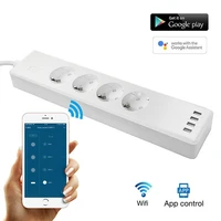 with usb four hole eu intelligent voice control socket wifi control timer switch smart home wireless socket