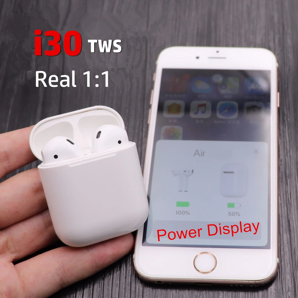 Bluetooth наушники i30 tws 1:1 air 2 беспроводные w1 чип pk LK TE9 i10 i60 i20 сенсорная гарнитура |