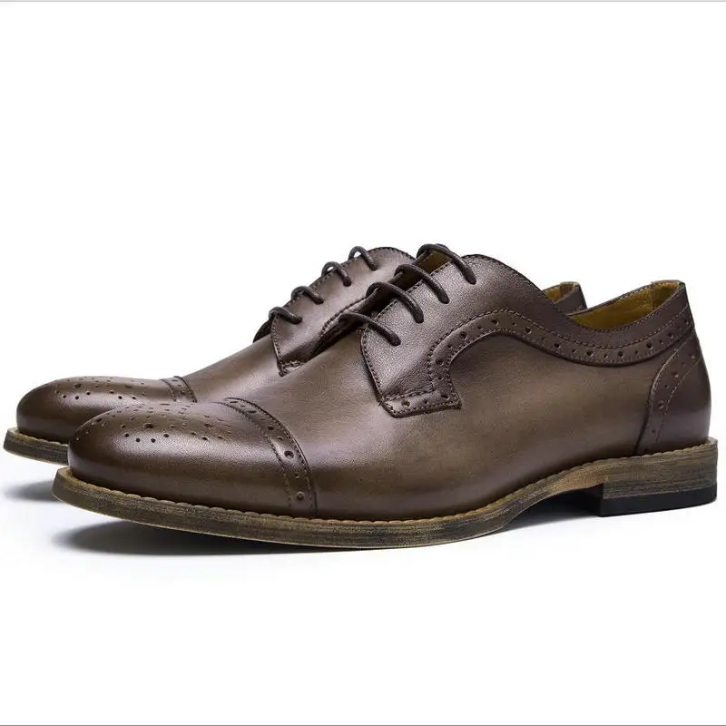 Мужские модельные туфли из натуральной кожи в стиле ретро Повседневная обувь