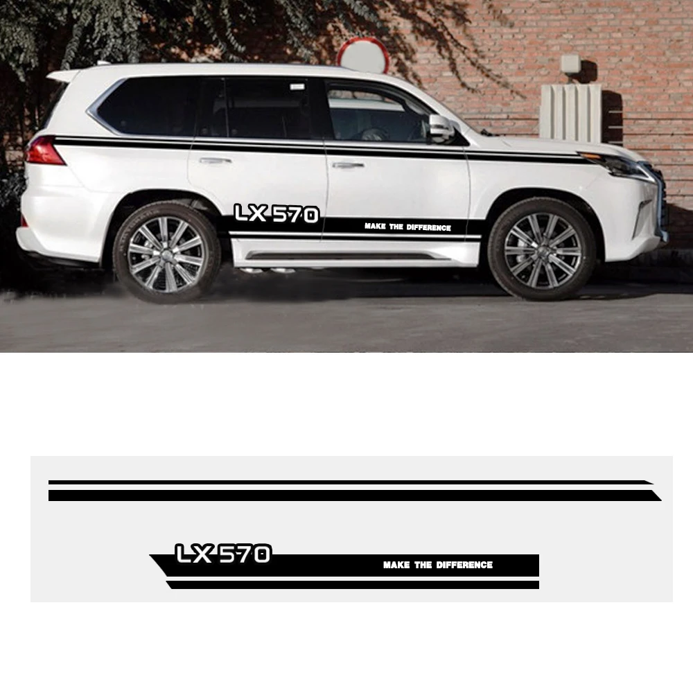 Black DIY пользовательские кузова в полоску Стикеры s для Lexus LX570 две стороны тела наклейка логотип Стикеры украшения наклейки Racing Стикеры 200 см - Название цвета: Black
