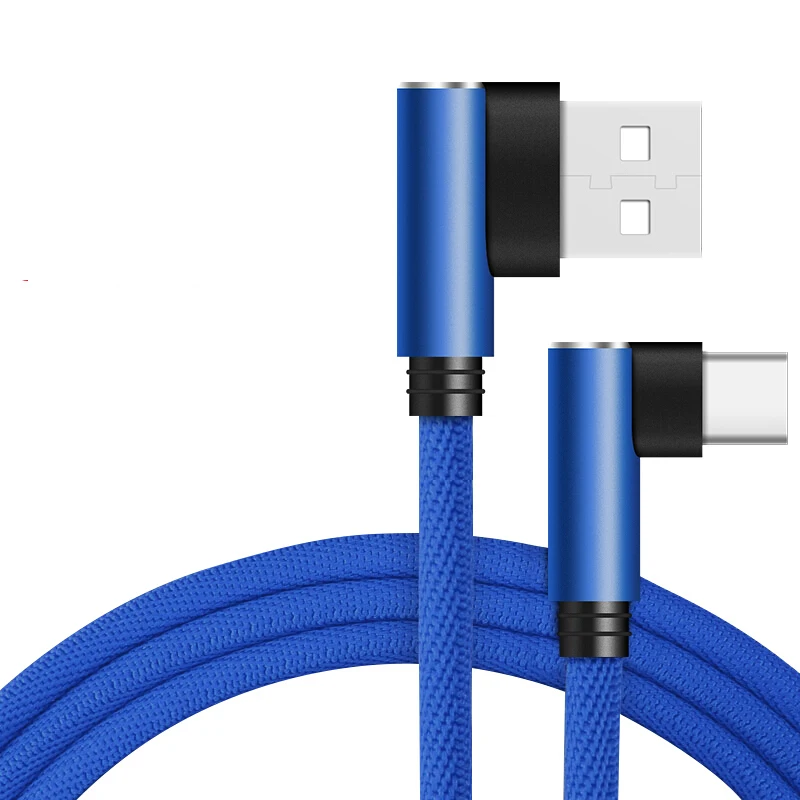 CXV 90 градусов Тип C USB кабель для huawei P20 P30 Pro Быстрая зарядка USB C кабель для samsung S10 S9 Xiaomi Redmi USBC кабель для передачи данных - Цвет: Blue
