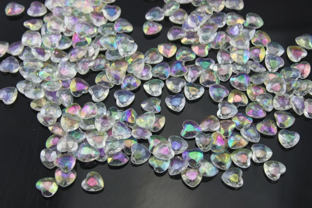 Бесплатная доставка! 2000 шт./лот 6 мм акриловая AB Радужная форма сердца