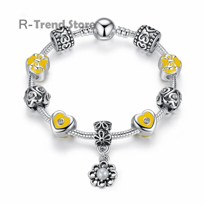 Цветок Для женщин Шарм браслет тибетские серебряные Бусины Браслеты DIY ювелирные