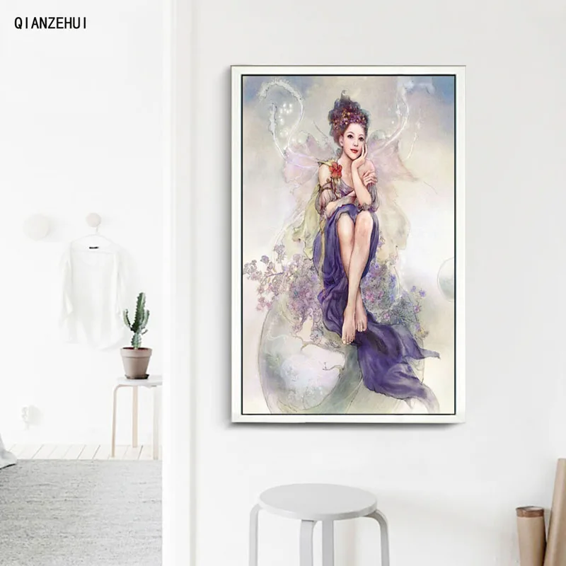 Стразы сделай сам пластиковые поделки картина Ангел красоты квадратная Алмазная