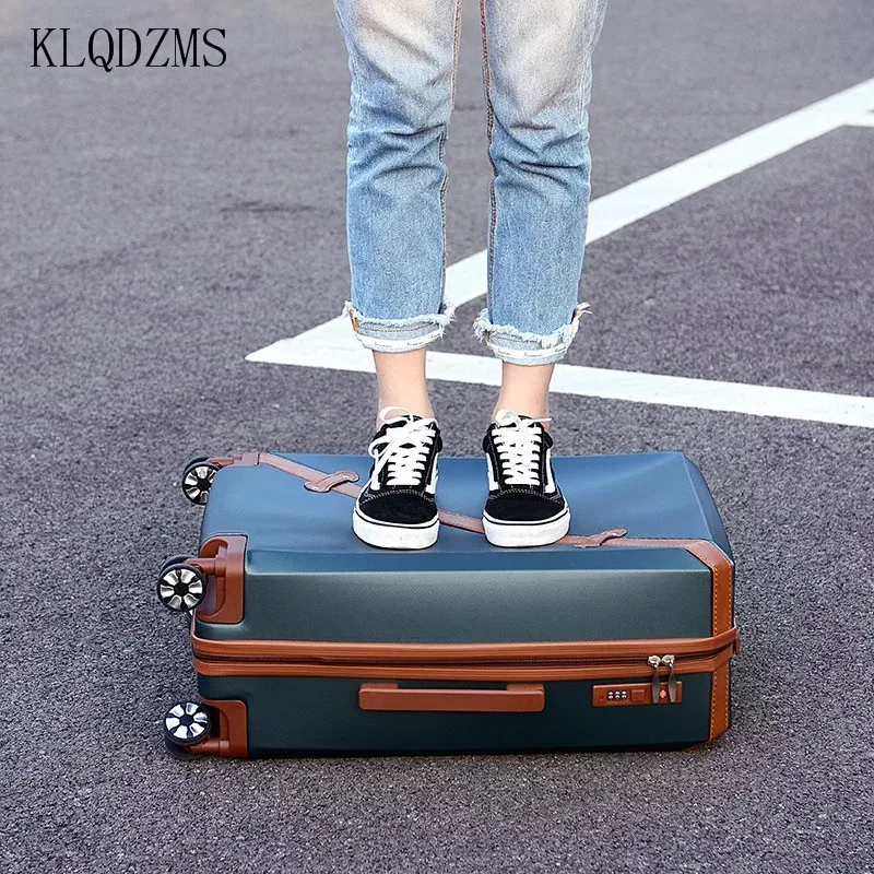 KLQDZMS ABS+ PC 20/24Inch Women Travel Luggage Trolley suitcase Boarding Case Girls Rolling On Wheels | Багаж и сумки